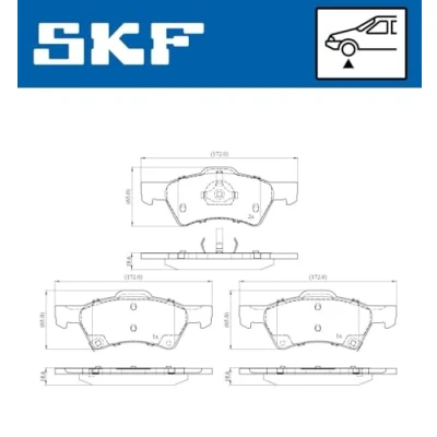 Abbildung von SKF VKBP 81079 A Bremsbelagsatz nicht für Verschleißwarnanzeiger vorbereitet CHRYSLER: VOYAGER 4, JEEP: Cherokee III