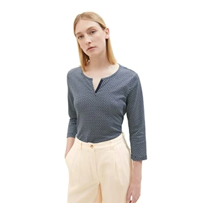 Abbildung von TOM Tailor MIT Alloverprint Bluse, Damen, Größe: Small, Navy geometrical design