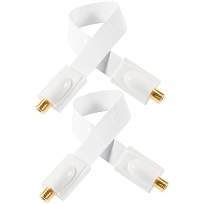 Abbildung von POPPSTAR 2x 52cm SAT Fensterdurchführung (0,2 mm Kabel sehr flach), Kupplung (F Stecker), vergoldete Kontakte, 4 Klebepads, weiß
