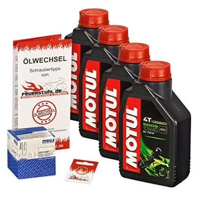 Abbildung von Motul 10W 40 Öl + Mahle Ölfilter für Kawasaki GPZ 500 S, 2003, EX500DE Ölwechselset inkl. Motoröl, Filter, Dichtring