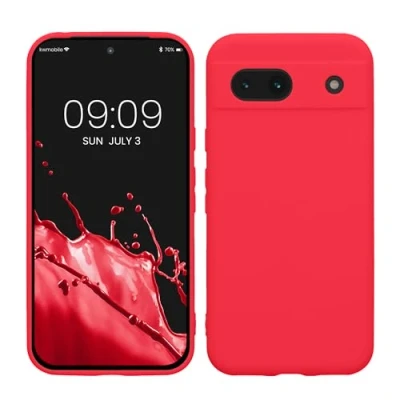 Abbildung von kwmobile Handyhülle kompatibel mit Google Pixel 8a Hülle Handy Case aus weichem Silikon in Neon Pink