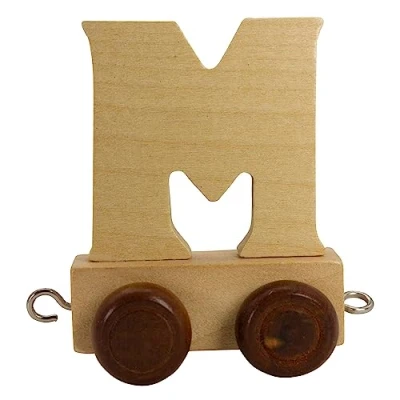 Abbildung von GICO Buchstabenzug aus Holz, Buchstaben Zug, Lok, Waggon, A Z, Wunschname (M)