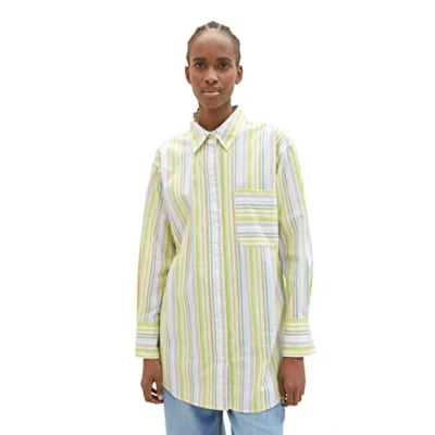 Abbildung von TOM Tailor Denim Oversized Shirt Hemdbluse, Damen, Größe: XS, Multicolor vertical stripe