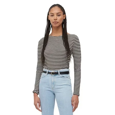 Abbildung von Marc O&#039;Polo LONG Sleeve BOAT NECK Striped Langarmshirt, Damen, Größe: XL, Multi/black