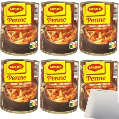 Abbildung von Maggi Penne Tomate Mozzarella 6er Pack (6x800g Dose) + usy Block