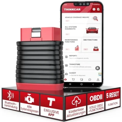 Abbildung von thinkcar OBD2 Bluetooth Adapter, BD6 Diagnosegerät Mit Alle Systemdiagnosen + 5 Servicefunktionen(Bleed, Brake, Öllampen, IMMO, ETS), Auto Für iOS &amp; Android Exklusive APP