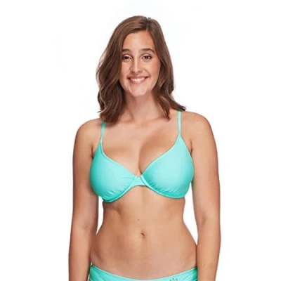 Abbildung von Body Glove Damen Smoothies Solo Solid Underwire D, DD, E, F Cup Top Swimsuit Bikini, Sea Mist,