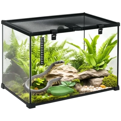 Abbildung von Terrarium für Reptilien Reptile Fütterungsbox Glasterrarium Amphibien Spinnentiere mit Thermometer R
