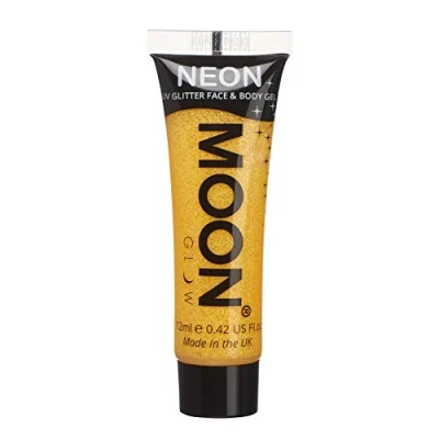 Abbildung von Moon Glow, Neon UV Glitzer Gesichts und Körpergel, 12 ml, Gesichtsfarbe (Goldgelb)