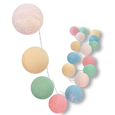 Abbildung von CREATIVECOTTON LED Lichterkette mit Cotton Balls inkl. Timer und Dimmer (Pastell, 35 Kugeln)