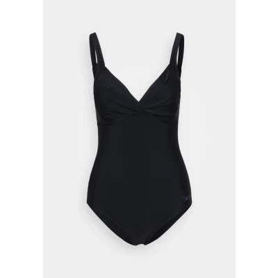 Abbildung von Speedo Formender Kreuzknoten Badeanzug Shapewear Schwimmbekleidung für Strand und Urlaub Damen, Schwarz, 32