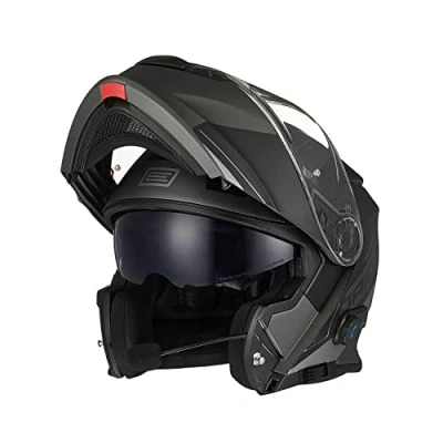 Abbildung von ORIGINE Motorradhelm Bluetooth Klapphelm Integralhelm ECE Mit Doppelvisier (Spike Black Titanium,M)