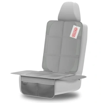 Abbildung von PROTEX Kindersitzunterlage ISOFIX geeignet, Anti RUTSCH Unterfläche Wasserabweisender &amp; besonders hochwertiger 600D Stoff mit gepolsteter Sitzfläche (L), (grau)