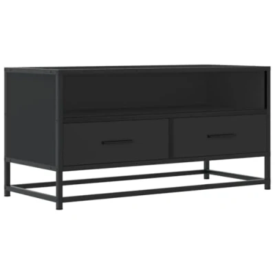 Abbildung von vidaXL TV Schrank, Lowboard für Fernseher, Fernsehtisch mit Stauraum, Fernsehschrank Wohnzimmer Schlafzimmer, Schwarz Holzwerkstoff Metall