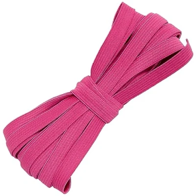 Abbildung von AERZETIX C67529 Flaches geflochtenes Gummiband 5 Meter Breite 10 mm Polyester + Latex glitzernde rosa Farbe