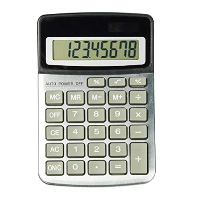 Abbildung von Relaxdays Taschenrechner Office, große Tasten, 8 stelliges Display, Dual Power, Financial Calculator, schwarz/Silber Standard
