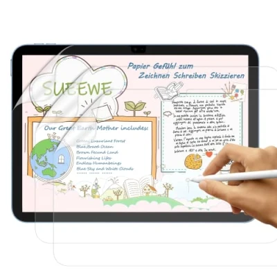 Abbildung von [3 Stück] Like Matte Papier Folie für 2022 iPad 10. Generation 10,9&quot;, [Blendfreiem] PET Gefühl schutzfolie zum Zeichnen, Schreiben, Skizzieren