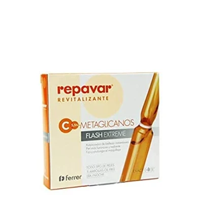 Abbildung von Repavar Revitalizing Serum Metaglycan Flash Extreme Sofortiger Straffungseffekt Mit Vitamin C Strahlende und Gesunde Haut Fixiert Make up 5 Ampullen zu je 1 ml