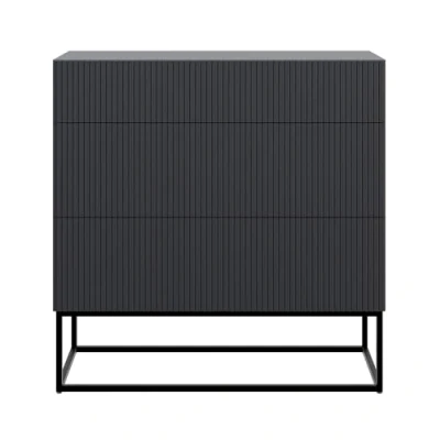 Abbildung von Selsey Kommode Schrank Aufbewahrungsschrank 90 cm Mit 3 Schubladen Schwarz Schwarze Beine Veldio