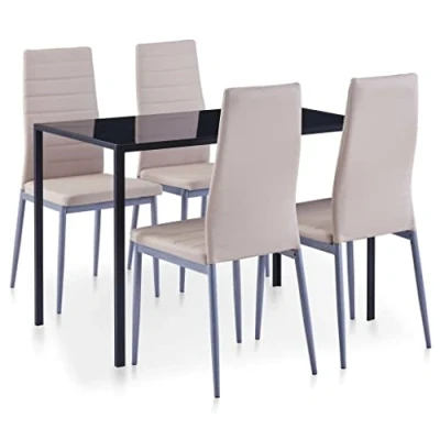 Abbildung von vidaXL Essgruppe 5 TLG. Esszimmertisch Esstischset Esszimmergarnitur Küchentisch Esszimmer Stuhl Tisch Sitzgruppe Esstisch mit 4 Stühlen Cappuccino Braun
