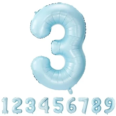 Abbildung von Geburtstag zahlen luftballon 3 jahre Folienballon Kindergeburtstag deko blau Mädchen Junge jahr 40&quot; 101cm Geburtstags fliegt mit Helium
