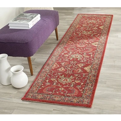 Abbildung von SAFAVIEH Traditionell Teppich für Wohnzimmer, Esszimmer, Schlafzimmer Mahal Collection, Kurzer Flor, Rot und Multi, 66 X 244 cm