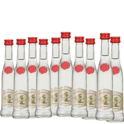 Abbildung von 10 x Obstbrand Apfel 4cl (40% Vol) Apfelbrand kleine Flaschen Schnaps aus Deutschland Schwechower Obstbrennerei (1229)