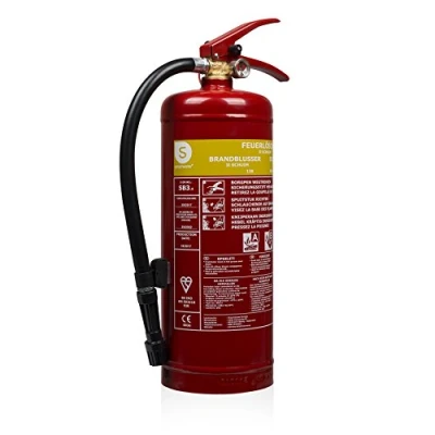 Abbildung von Smartwares FEX 15230 (SB3.4) Schaum Feuerlöscher 3L Klasse AB Stahl mit Halterung und Druckregler, DIN EN3 konform