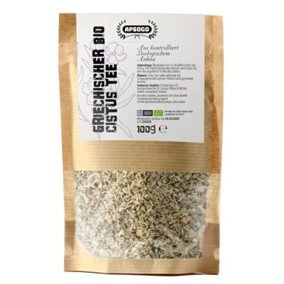 Abbildung von APSOGO Bio Zistrosenkraut aus Griechenland Cistus Tee Premium Qualität &amp; ausgezeichneter Geschmack Zistrosentee (100gr)