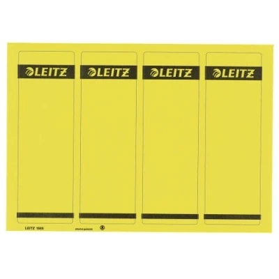 Abbildung von Leitz PC beschriftbare Rückenschilder selbstklebend für Standard und Hartpappe Ordner, 100 Stück, Kurzes breites Format, 62 x 192 mm, Papier, gelb, 16852015