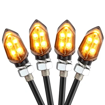 Abbildung von AUTTGINN 12V LED Smoked Motorrad Blinker 5 LEDs Mini Lauflicht Motorradblinker 4 Stück IP65 E Prüfzeichen Bernstein