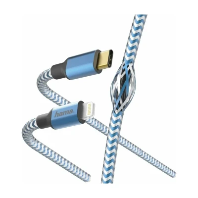 Abbildung von Hama USB C auf Lightning Ladekabel Datenkabel Blau Tablet Kabel, C, Lightning, Netzteil passend für Apple iPhone iPod etc.