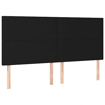 Abbildung von vidaXL 4X Kopfteil Polsterkopfteil Bettkopfteil für Bett Betthaupt Bettgestell Bettrahmen Bettzubehör Schlafzimmer Schwarz 90x5x78/88cm Stoff