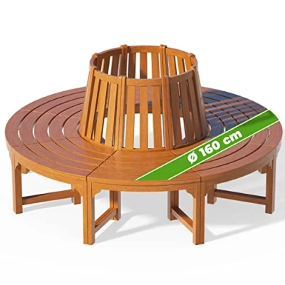 Abbildung von Casaria Bank, Eukalyptus FSC® zertifiziert Ø 160cm Belastbarkeit 160kg je Sitz