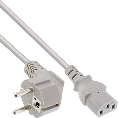 Abbildung von InLine 16651T Netzkabel, Schutzkontakt gewinkelt auf Kaltgerätestecker C13, 1m, grau