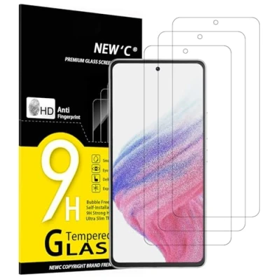 Abbildung von NEW&#039;C 3 Stück, Panzer Schutz Glas für Samsung Galaxy A53 5G, Frei von Kratzern, 9H Härte, HD Displayschutzfolie, 0.33mm Ultra klar, Ultrabeständig