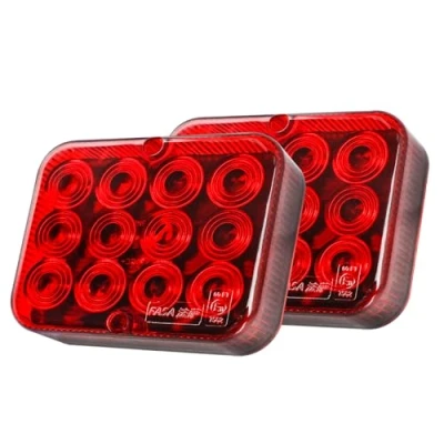Abbildung von Yuanjoy 2er Pack Nebelschluß, Rot Wasserdichte Nebelscheinwerfer Rechteck, 12V LED für Wohnwagen/RV/LKW/Anhänger/Auto Extrem starke Durchschlagskraft Nebelschluß