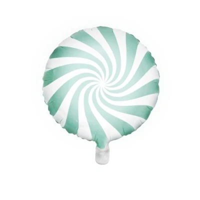 Abbildung von PartyDeco Folie Candy Bonbon Lolly Ballon in Minze Weiß Hel Luftballon Rund Größe ca 35 cm Girlande Kulisse Hochzeit Dekoration Geburtstag Weihnachten Halloween