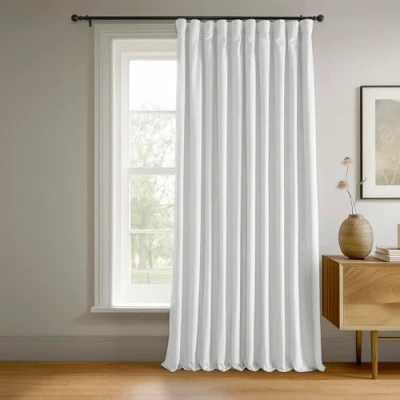 Abbildung von HPD Half Price Drapes Signature Velvet Verdunkelungsvorhänge für Wohnzimmer, 100 x 96 cm, extra breit, VPCH VET202102 (1 Panel) Primärweiß