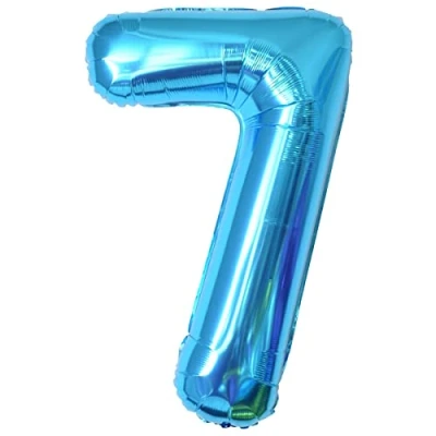Abbildung von Geburtstag zahlen luftballon 7 jahre Folienballon XXL Blau Riesen in 40&quot; 101cm Geburtstagsdeko Ballon Zahl Deko zum fliegt mit Helium