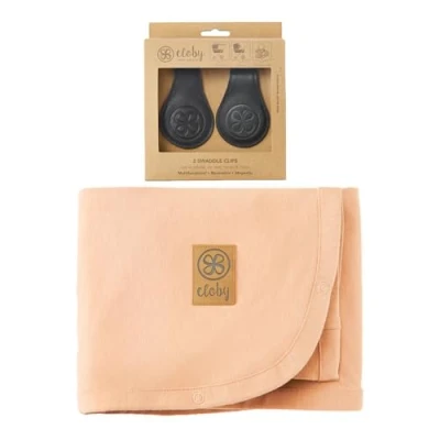 Abbildung von Cloby CBY Set PS BLA UV Schutz Decke Peachy Summer und magnetische Clips schwarz
