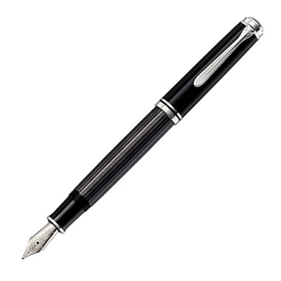 Abbildung von Pelikan Füllhalter Souverän 405 Stresemann, Schwarz Anthrazit, Feder B (breit), hochwertiger Kolbenfüller im Geschenk Etui, 803830