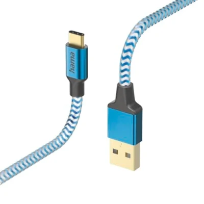 Abbildung von Hama Ladekabel „Reflective“ USB A auf C, Nylon, 1,5m (Schnellladung, Handy Ladekabel, Datenkabel, Kabel, Handykabel, Typ Knickschutz, flexibel, vergoldet, maximal kompatibel) blau