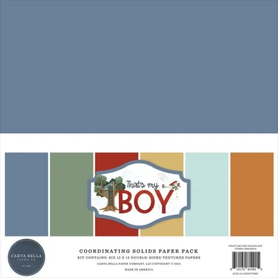 Abbildung von Carta Bella That&#039;s My Boy 12x12 Inch Coordinating Solids Paper Pad (CBB419015)