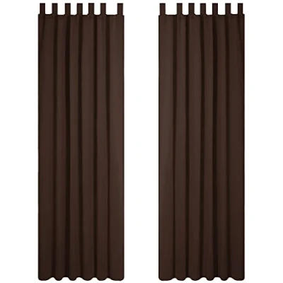 Abbildung von Deconovo Vorhänge Blickdicht Lichtundurchlässig Verdunkelungsgardinen Schlaufen Schlafzimmer Thermovorhänge Kälteschutz, 290x140 cm(HöhexBreite), Dunkelbraun, 2er Set