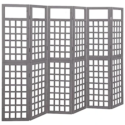 Abbildung von vidaXL Tannenholz Massiv Paravent Spalier 6 TLG. Rankhilfe Raumtrenner Raumteiler Trennwand Umkleide Sichtschutz Spanische Wand Grau 242,5x180cm