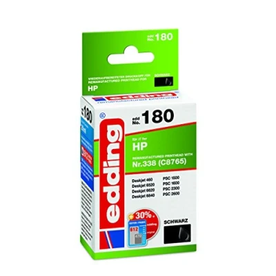 Abbildung von edding Druckerpatrone EDD 180 Einzelpatrone Schwarz 20 ml Reichweite 855 Seiten Ersetzt HP 338 (C8765EE)