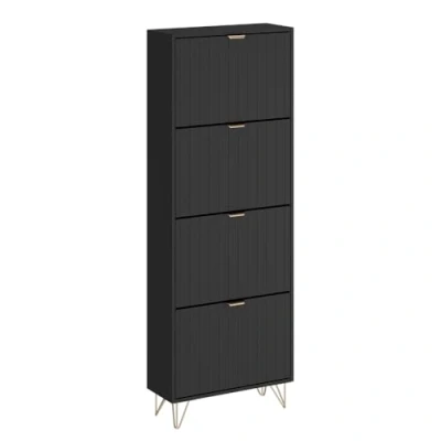 Abbildung von Vicco Schuhschrank Helge, Schwarz, 60 x 166.7 cm 4 Fächer
