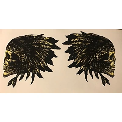Abbildung von 24/7stickers #332/2x Aufkleber je 7,5x8cm Indianer Skull Totenkopf V8 Biker Custom Chopper Tankaufkleber