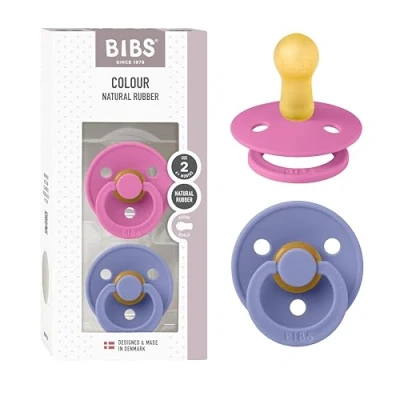 Abbildung von BIBS Colour Schnuller 2er Pack, BPA frei, Kirschform Nippel. Naturkautschuk/Latex, Hergestellt in Dänemark, Größe 2 (6 18 Monate), Bubblegum/Peri